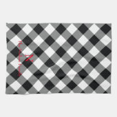Zwart Wit Buffel geruite Monogram Keukenhanddoek (Horizontaal)
