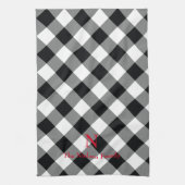 Zwart Wit Buffel geruite Monogram Keukenhanddoek (Verticaal)