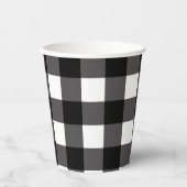 Zwart & wit buffel gingham geruit patroon papieren bekers (Voorkant)