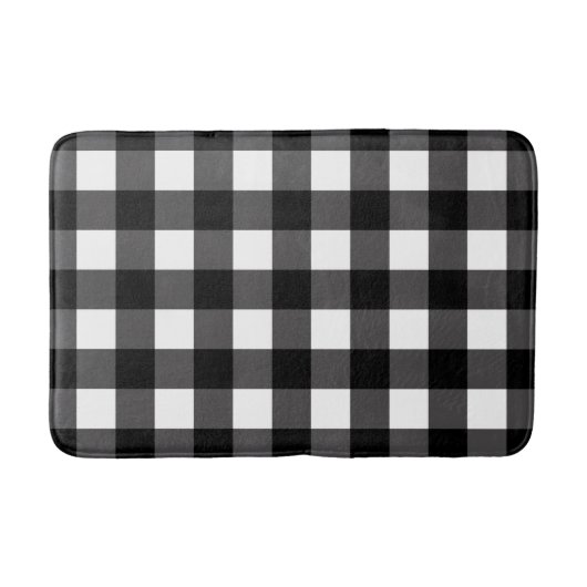 Zwart & Wit Buffel Gingham Geruite geruite geruite Badmat (Voorkant)