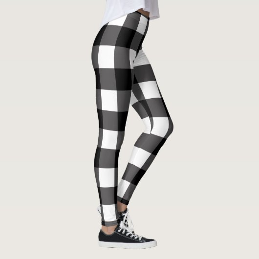 Zwart & Wit Buffel Gingham Geruite geruite geruite Leggings (Rechts)