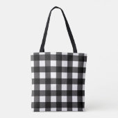 Zwart & Wit Buffel Gingham Geruite geruite geruite Tote Bag (Achterkant)