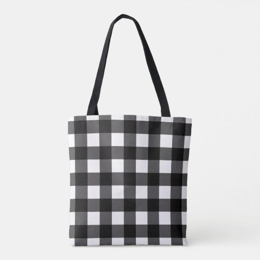 Zwart & Wit Buffel Gingham Geruite geruite geruite Tote Bag (Achterkant)