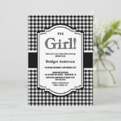 Zwart Wit Buffel Plaid Baby shower Kaart (Staand voorkant)