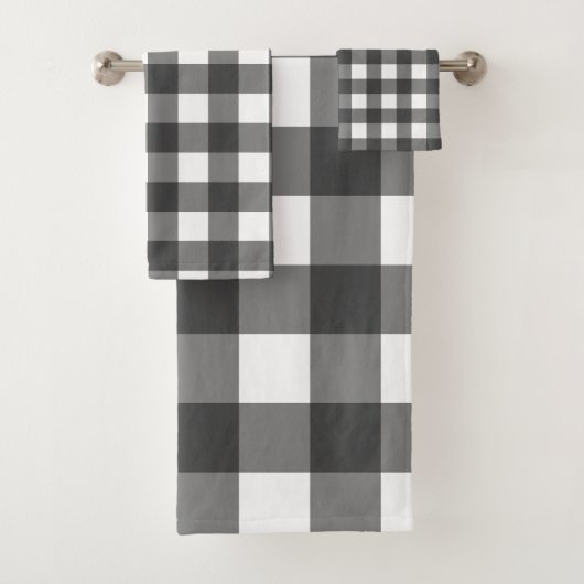 Zwart-wit Buffel Plaid Bad Handdoek (Insitu)