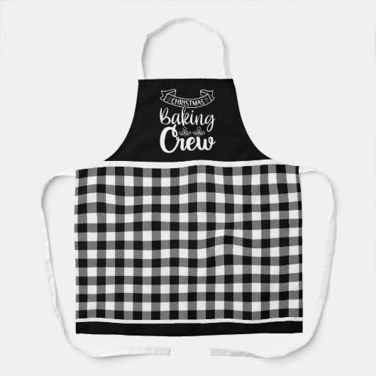 Zwart & Wit Buffel Plaid Christmas Baking Crew Schort (Voorkant)