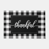 Zwart-wit Buffel Plaid Dankbaar Quote Deurmat (Voorkant)