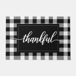 Zwart-wit Buffel Plaid Dankbaar Quote Deurmat