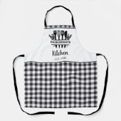 Zwart-wit Buffel Plaid Keukennaam Schort (Voorkant)