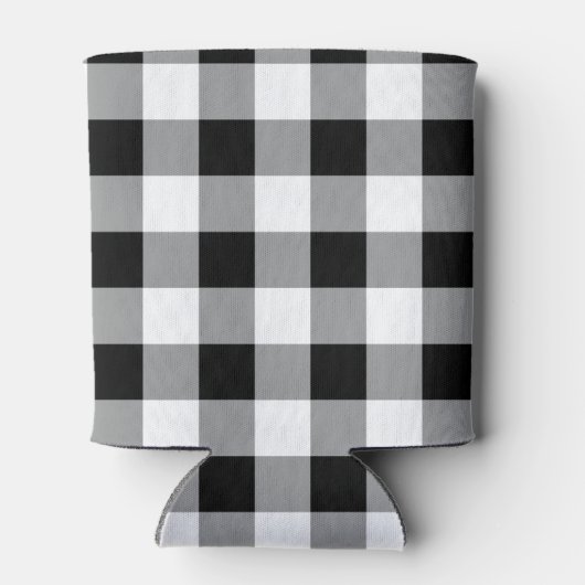 Zwart-wit Buffel Plaid Modern Patroon Blikjeskoeler (Achterkant)