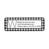 Zwart-wit Buffel Plaid Monogram Adres Etiket (Voorkant)