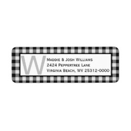 Zwart-wit Buffel Plaid Monogram Adres Etiket