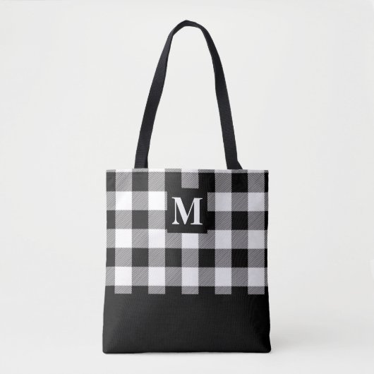 Zwart-wit Buffel Plaid Monogram Canvas tas (Voorkant)