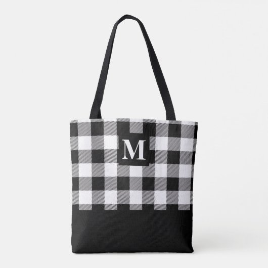 Zwart-wit Buffel Plaid Monogram Canvas tas (Achterkant)