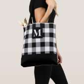 Zwart-wit Buffel Plaid Monogram Canvas tas (Dichtbij)