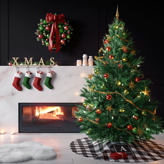 Zwart-wit Buffel Plaid Monogram Kerstboom Rok