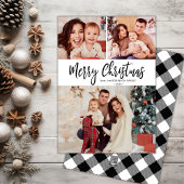 Zwart Wit Buffel Plaid Multi Foto Kerstmis Feestdagenkaart