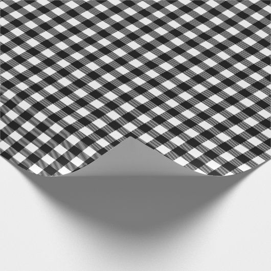 Zwart Wit Buffel Plaid Patroon Kerstcadeau Cadeaupapier (Hoek)