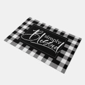 Zwart-wit Buffel Plaid Quote Deurmat (Schuin)