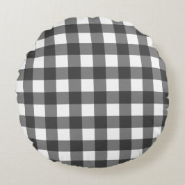 Zwart-wit Buffel Plaid Rond Kussen