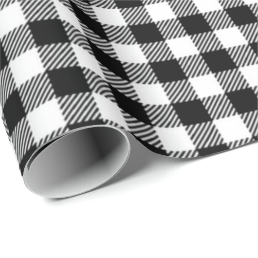 Zwart Wit Buffel Plaid Rustiek Traditioneel Cadeaupapier (Rol Hoek)