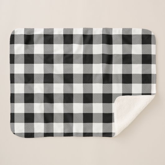 Zwart-wit Buffel Plaid Sherpa Deken (Voorkant (horizontaal))
