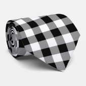 Zwart-wit Buffel Plaid Stropdas (Opgerold)