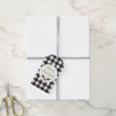 Zwart Wit Buffel Plaid Vrolijk Kerstfeest Cadeaulabel (Met Touw)