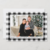 Zwart-wit Buffel Plaid Vrolijk Kerstfeest Feestdagenkaart (Voorkant)
