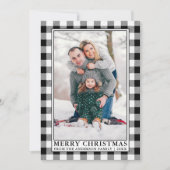 Zwart Wit Buffel Plaid Vrolijk Kerstfeest Feestdagenkaart (Voorkant)