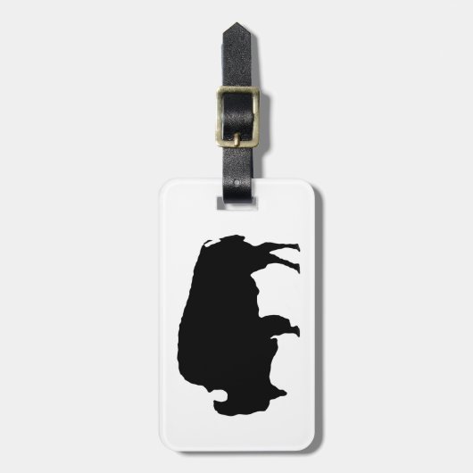 Zwart & Wit Buffel Silhouet Bagagelabel (Voorkant verticaal)