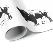 Zwart & Wit Buffel Silhouet Verpakkingsdocument Cadeaupapier (Rol Hoek)