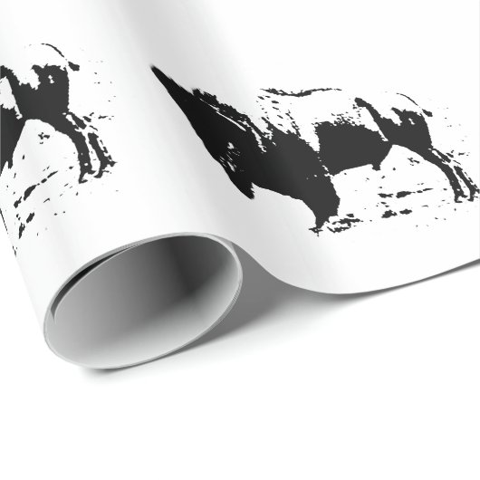 Zwart & Wit Buffel Silhouet Verpakkingsdocument Cadeaupapier (Rol Hoek)
