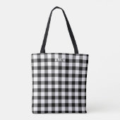Zwart wit buffel spelmonogram tote bag (Achterkant)