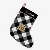 Zwart-wit buffelmonogram kleine kerstsok (Voorkant (Hangend))