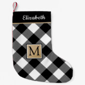 Zwart-wit buffelmonogram kleine kerstsok (Voorkant)