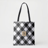Zwart-wit buffelmonogram tote bag (Voorkant)