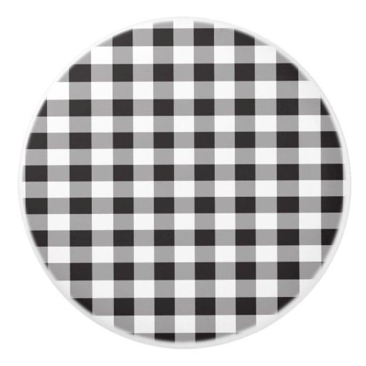 Zwart-wit buffelpatroon keramische knop (Voorkant)