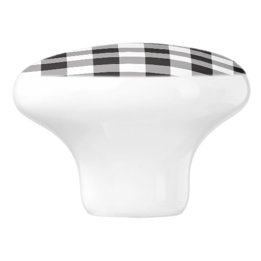 Zwart-wit buffelpatroon keramische knop (Zijkant)