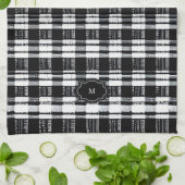 Zwart-wit buffelplaid met monogram theedoek (Gevouwen)