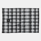 Zwart-wit buffelplaid met monogram theedoek (Horizontaal)