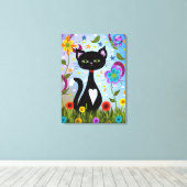 Zwart-wit buisje in een tuin canvas afdruk (Insitu (Houten vloer))