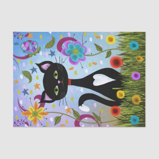 Zwart-wit buisje in een tuin tissuepapier (Voorkant)