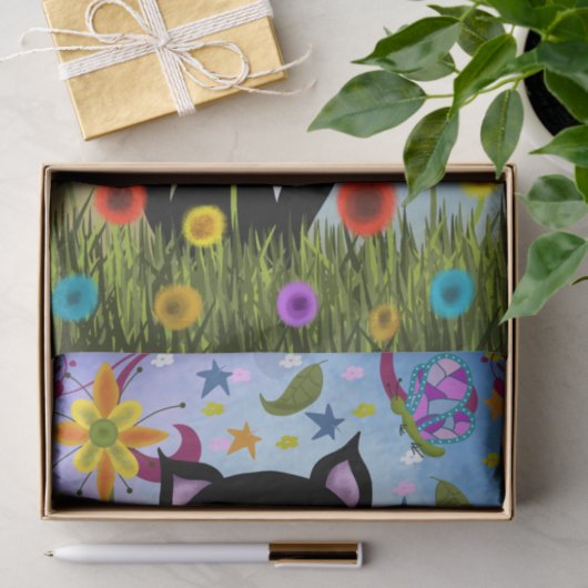 Zwart-wit buisje in een tuin tissuepapier (Geschenk)