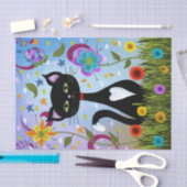 Zwart-wit buisje in een tuin tissuepapier (Craft)