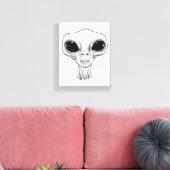 Zwart-wit buitenaards hoofd illustratie canvas afdruk (Insitu (Woonkamer))