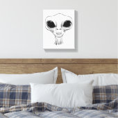 Zwart-wit buitenaards hoofd illustratie canvas afdruk (Insitu (Slaapkamer))