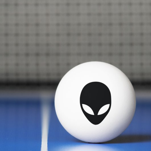 Zwart-wit buitenaards hoofd pingpongbal (Net)