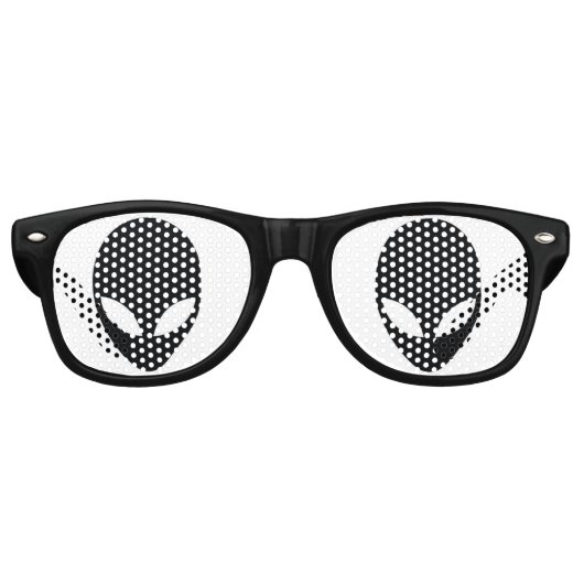 Zwart-wit buitenaards hoofd retro zonnebril (Voorkant)