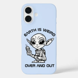 Zwart-wit buitenaardse telefoonhoesje iPhone 16 hoesje